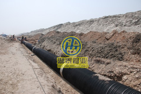 塑钢缠绕管 HDPE塑钢缠绕管 聚乙烯塑钢缠绕排水管天津市滨海新区轻纺城排水建设工程